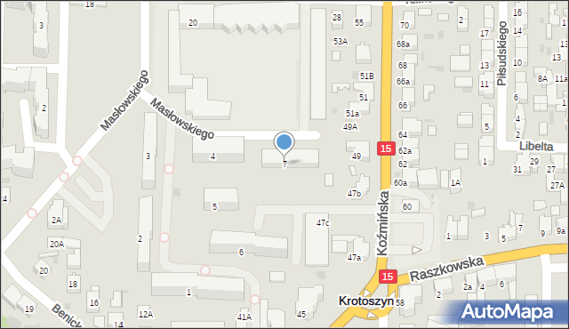 Krotoszyn, Osiedle Sikorskiego Władysława, gen., 7, mapa Krotoszyna