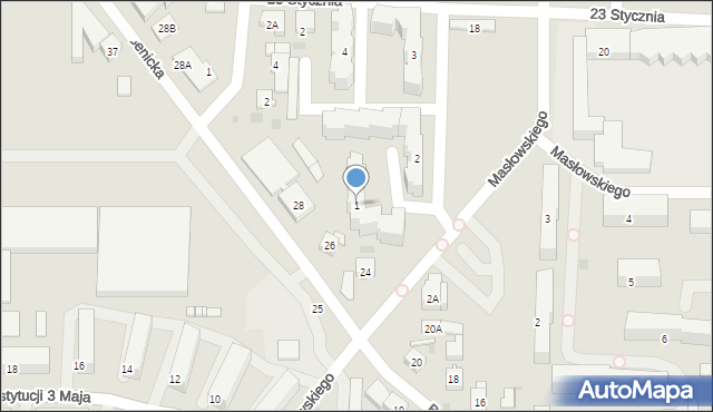 Krotoszyn, Osiedle Szarych Szeregów, 1, mapa Krotoszyna