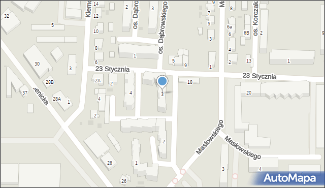 Krotoszyn, Osiedle Szarych Szeregów, 3, mapa Krotoszyna