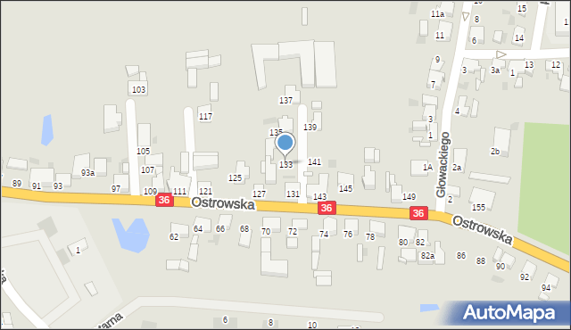 Krotoszyn, Ostrowska, 133, mapa Krotoszyna