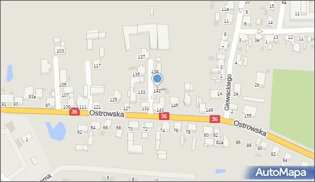 Krotoszyn, Ostrowska, 141, mapa Krotoszyna