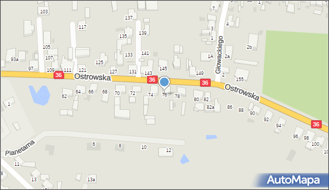 Krotoszyn, Ostrowska, 76, mapa Krotoszyna