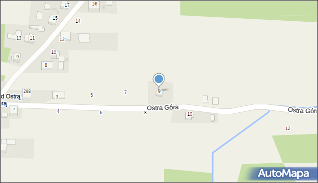 Krzęcin, Ostra Góra, 9, mapa Krzęcin