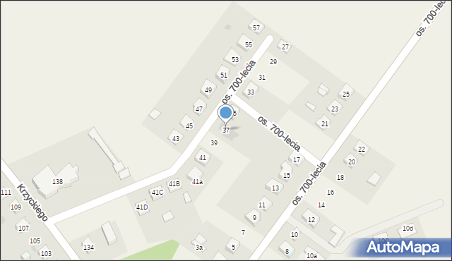 Krzycko Wielkie, Osiedle 700-lecia, 37, mapa Krzycko Wielkie