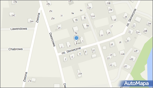 Kunowice, Osiedle Słoneczne, 5, mapa Kunowice