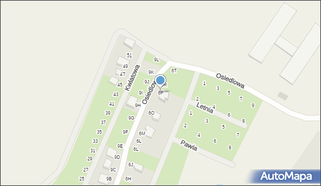 Kusowo, Osiedlowa, 6P, mapa Kusowo