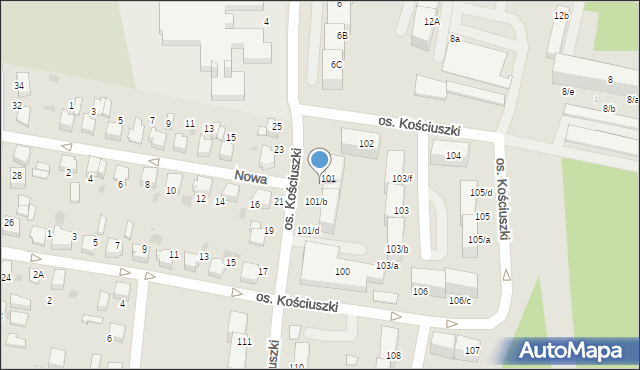 Łaziska Górne, Osiedle Kościuszki Tadeusza, gen., 101/a, mapa Łaziska Górne