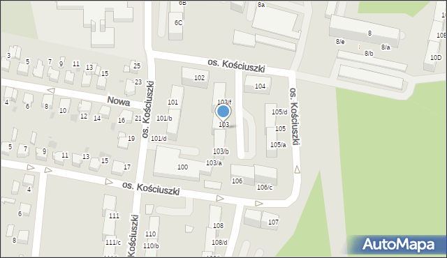 Łaziska Górne, Osiedle Kościuszki Tadeusza, gen., 103/d, mapa Łaziska Górne