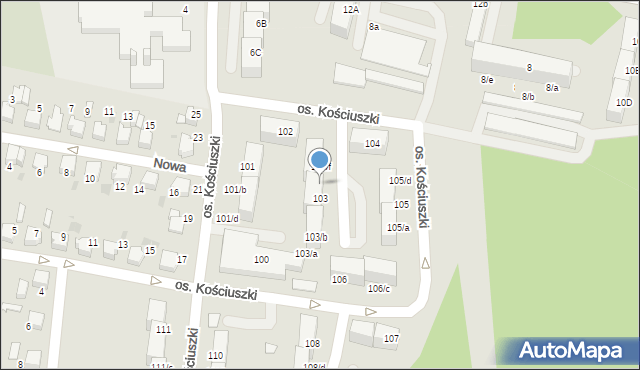 Łaziska Górne, Osiedle Kościuszki Tadeusza, gen., 103/e, mapa Łaziska Górne