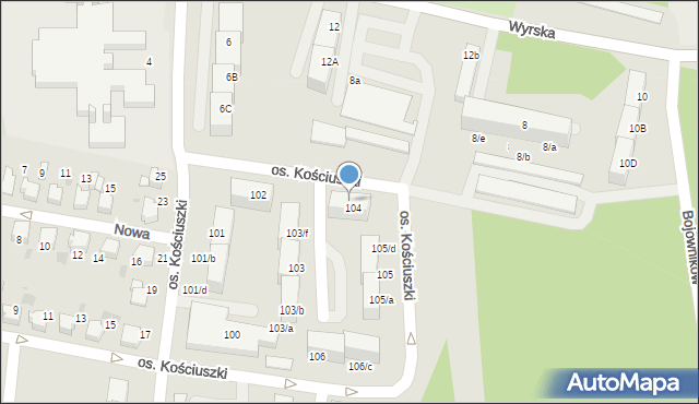 Łaziska Górne, Osiedle Kościuszki Tadeusza, gen., 104/a, mapa Łaziska Górne