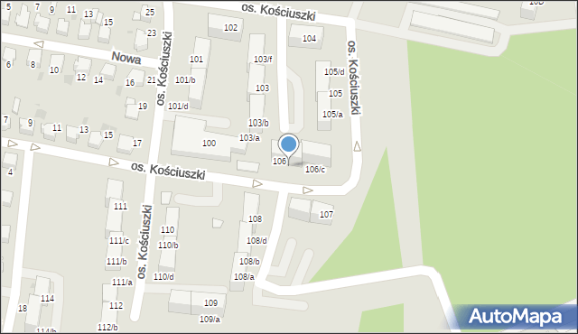 Łaziska Górne, Osiedle Kościuszki Tadeusza, gen., 106/a, mapa Łaziska Górne