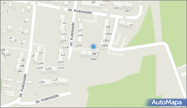 Łaziska Górne, Osiedle Kościuszki Tadeusza, gen., 109, mapa Łaziska Górne