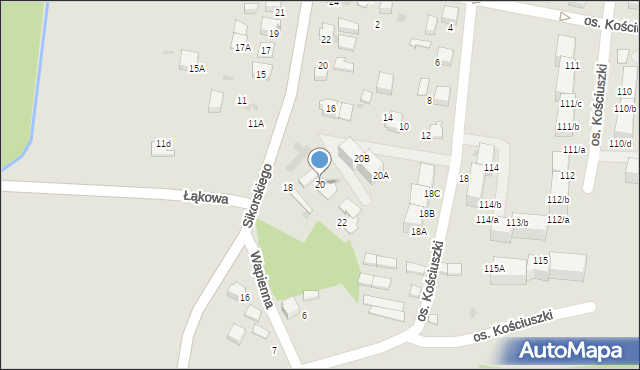 Łaziska Górne, Osiedle Kościuszki Tadeusza, gen., 20, mapa Łaziska Górne