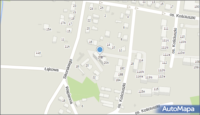 Łaziska Górne, Osiedle Kościuszki Tadeusza, gen., 20B, mapa Łaziska Górne