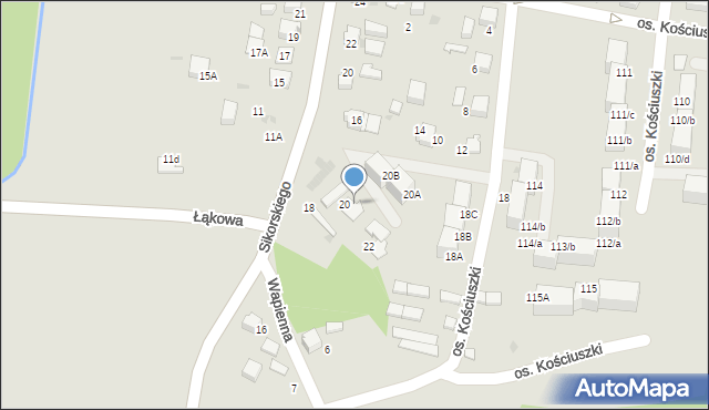 Łaziska Górne, Osiedle Kościuszki Tadeusza, gen., 24, mapa Łaziska Górne