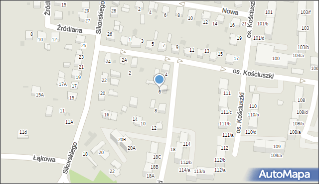 Łaziska Górne, Osiedle Kościuszki Tadeusza, gen., 6, mapa Łaziska Górne