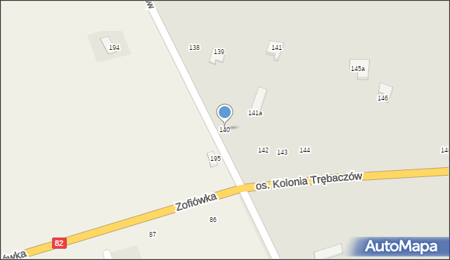 Łęczna, Osiedle Kolonia Trębaczów, 140, mapa Łęczna