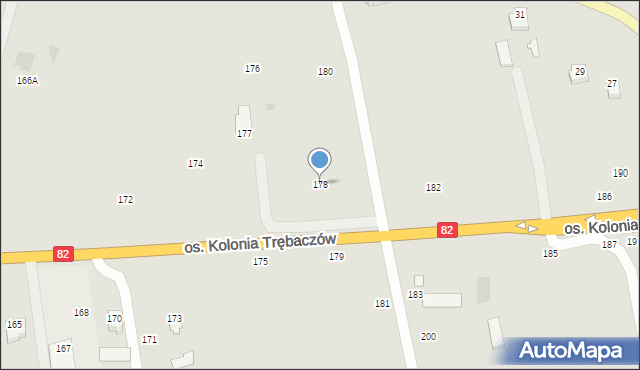 Łęczna, Osiedle Kolonia Trębaczów, 178, mapa Łęczna