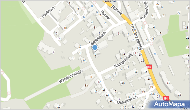 Lesko, Ossolińskich, 1, mapa Lesko
