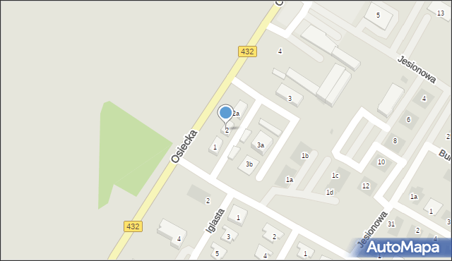 Leszno, Osiecka, 2, mapa Leszno