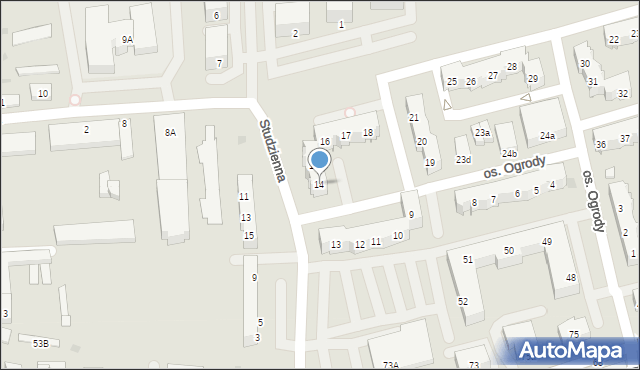 Leszno, Osiedle Ogrody, 14, mapa Leszno