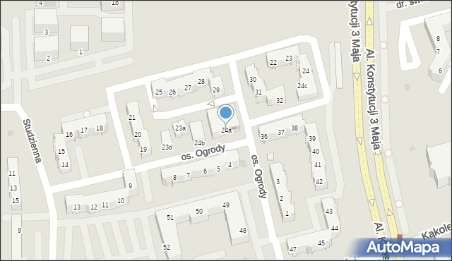 Leszno, Osiedle Ogrody, 24a, mapa Leszno