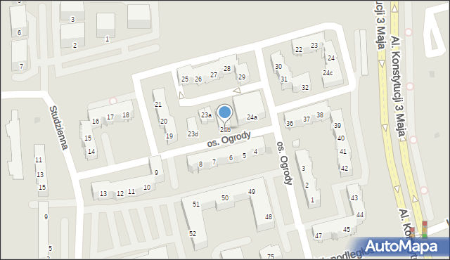Leszno, Osiedle Ogrody, 24b, mapa Leszno