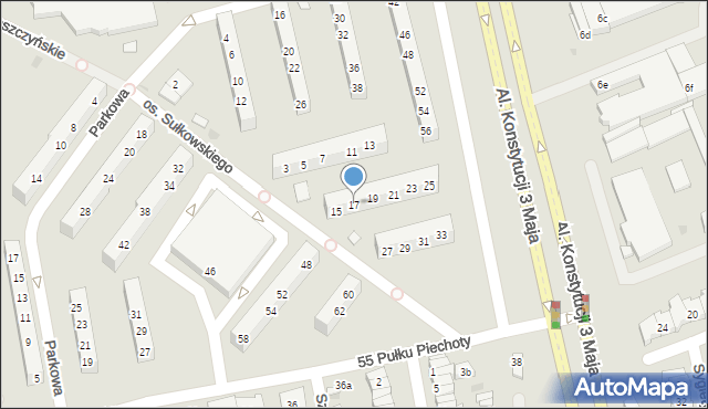 Leszno, Osiedle Sułkowskiego Józefa, 17, mapa Leszno