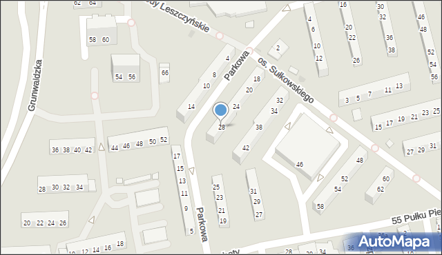 Leszno, Osiedle Sułkowskiego Józefa, 28, mapa Leszno