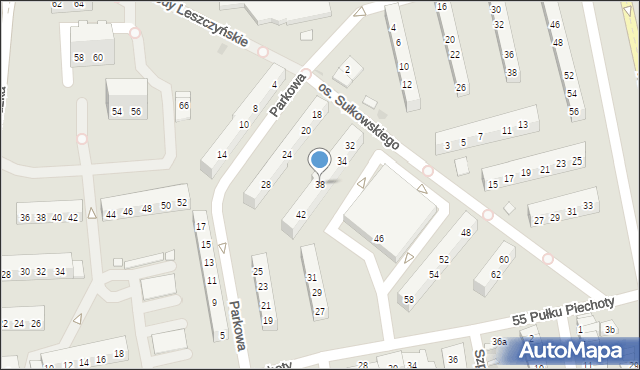 Leszno, Osiedle Sułkowskiego Józefa, 38, mapa Leszno