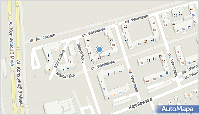 Leszno, Osiedle Wieniawa, 15, mapa Leszno