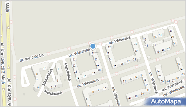 Leszno, Osiedle Wieniawa, 21, mapa Leszno