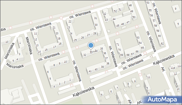 Leszno, Osiedle Wieniawa, 33, mapa Leszno