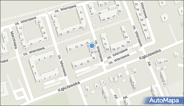 Leszno, Osiedle Wieniawa, 37, mapa Leszno