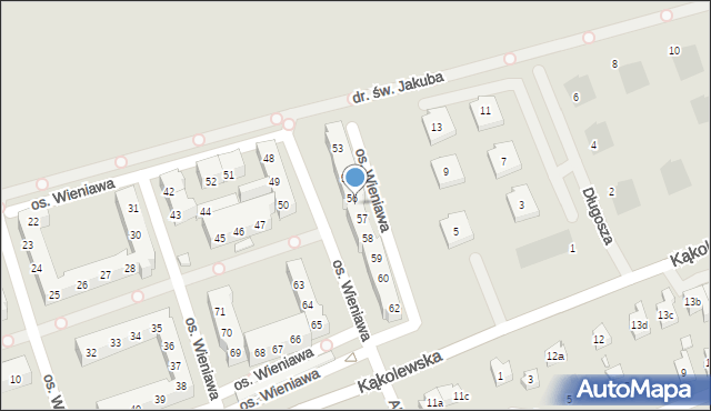 Leszno, Osiedle Wieniawa, 57a, mapa Leszno