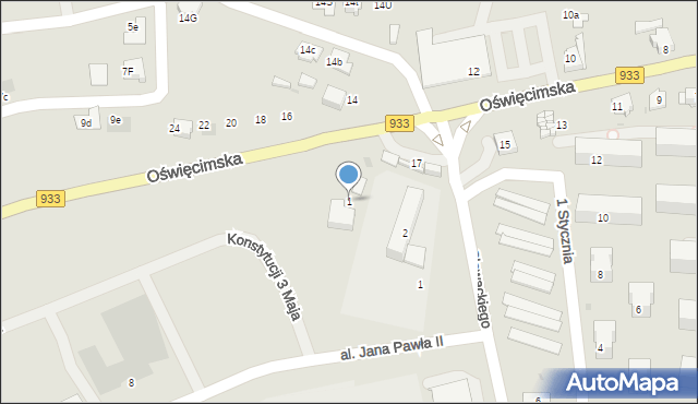 Libiąż, Oświęcimska, 1, mapa Libiąż
