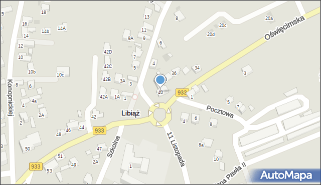 Libiąż, Oświęcimska, 40, mapa Libiąż