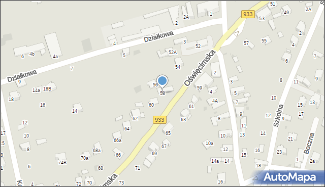 Libiąż, Oświęcimska, 58, mapa Libiąż