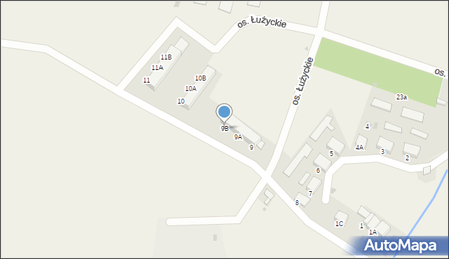 Lipinki Łużyckie, Osiedle Łużyckie, 9B, mapa Lipinki Łużyckie