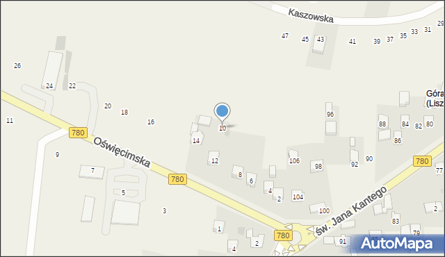 Liszki, Oświęcimska, 10, mapa Liszki