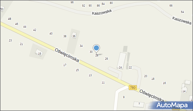Liszki, Oświęcimska, 28, mapa Liszki