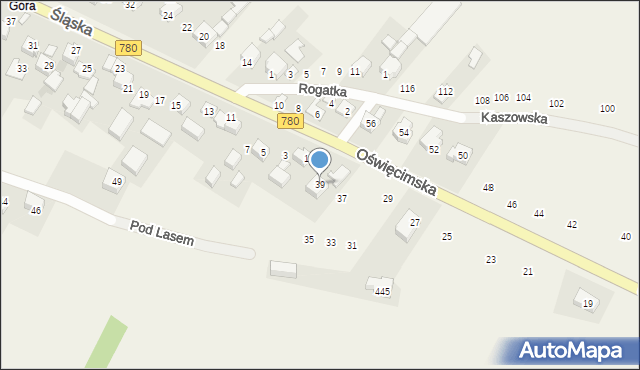 Liszki, Oświęcimska, 39, mapa Liszki
