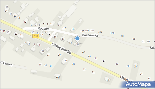 Liszki, Oświęcimska, 50, mapa Liszki