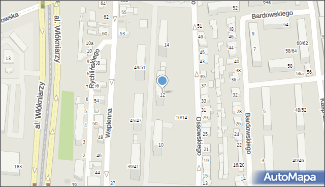 Łódź, Ossowskiego Michała, 12, mapa Łodzi