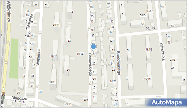 Łódź, Ossowskiego Michała, 29, mapa Łodzi