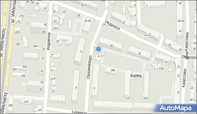 Łódź, Ossowskiego Michała, 7, mapa Łodzi