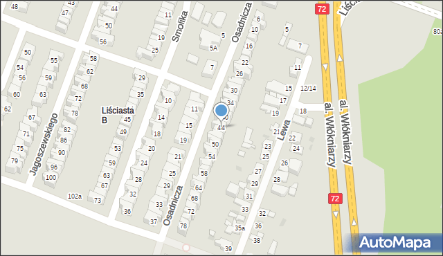 Łódź, Osadnicza, 44, mapa Łodzi