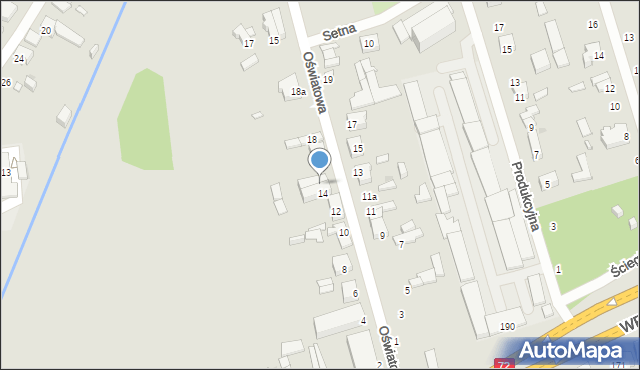 Łódź, Oświatowa, 14a, mapa Łodzi