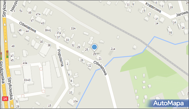 Łódź, Oświatowa, 23, mapa Łodzi