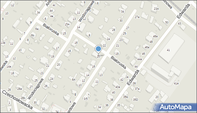 Łódź, Oskardowa, 20, mapa Łodzi
